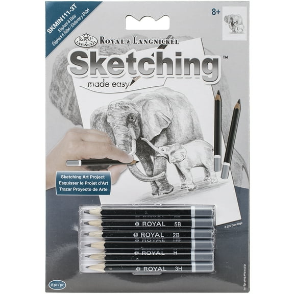 Royal & Langnickel(R) Sketching Made Easy Kit 5"X7"-Elephant & Baby