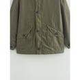 thumbnail image 4 of Mid-Length Oversized Canvas Jacket for Women with Contrast Corduroy Collar, Loose Fit Utility Coat, Lightweight Casual Workwear Outerwear, 4 of 5