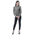 thumbnail image 2 of Moomaya Womens Mandarian Band Collar Full Sleeves Top Summer Fit Casual Tee Tops, 2 of 7