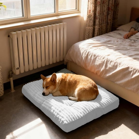 Dog Crate Bed Sofa Dog Bed Waterproof Plush Dog Beds with Removable Washable Cover Anti-Slip Bottom Pet Sleeping Mattress for Large, Medium, Jumbo, Small Dogs