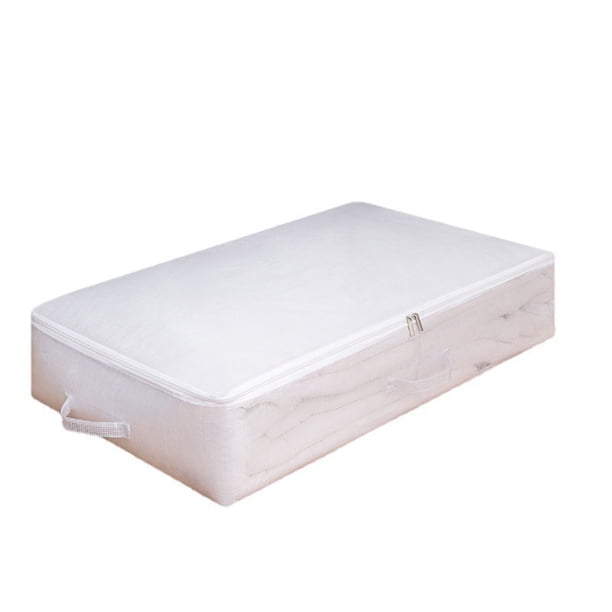 Bolsa de Almacenamiento Organizador Bolsa Plegable Debajo de la Cama,Mantas de Ropa con Cremallera Transpirable Blanca Mantas de Almacenamiento,Manijas de Ventana Transparentes de 80x47x15cm,Organizad