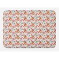 thumbnail image 1 of Floral Bath Mat, Retro Warm Colored Plants Season Flowers Abstract Lines Circles Swirls Image, Non-Slip Plush Mat Bathroom Kitchen Laundry Room Decor, 29.5 X 17.5 Inches, Coral Yellow Grey, Ambesonne, 1 of 2