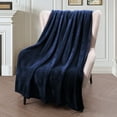 thumbnail image 6 of Exclusivo Mezcla Fleece Throw Blanket for Couch, Sofa, 300GSM Super Soft and Warm Blankets, Navy Blue Throw All Season Use, Cozy, Plush, Lightweight, 50x60 Inches, 6 of 8