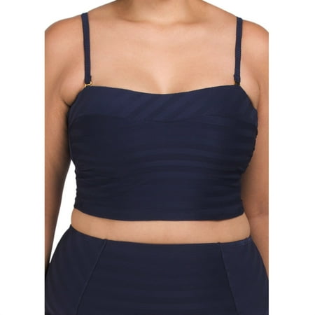 La Blanca Women s Plus Linea Costa Textured Removable Strap Swim Bandeau Bikini Top - Indigo Blue / 18W