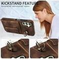 thumbnail image 4 of Phone Case for Samsung Galaxy A24 4G/5G Wallet Cover with Tempered Glass Screen Protector and Ring Stand Credit Card Holder Slot Leather Cell A 24 24A LTE Women Girls Brown, 4 of 14