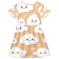 thumbnail image 2 of Girls Short Sleeve A-Line Dress Cute White Clouds Play Dress Sizes 4T, 2 of 8