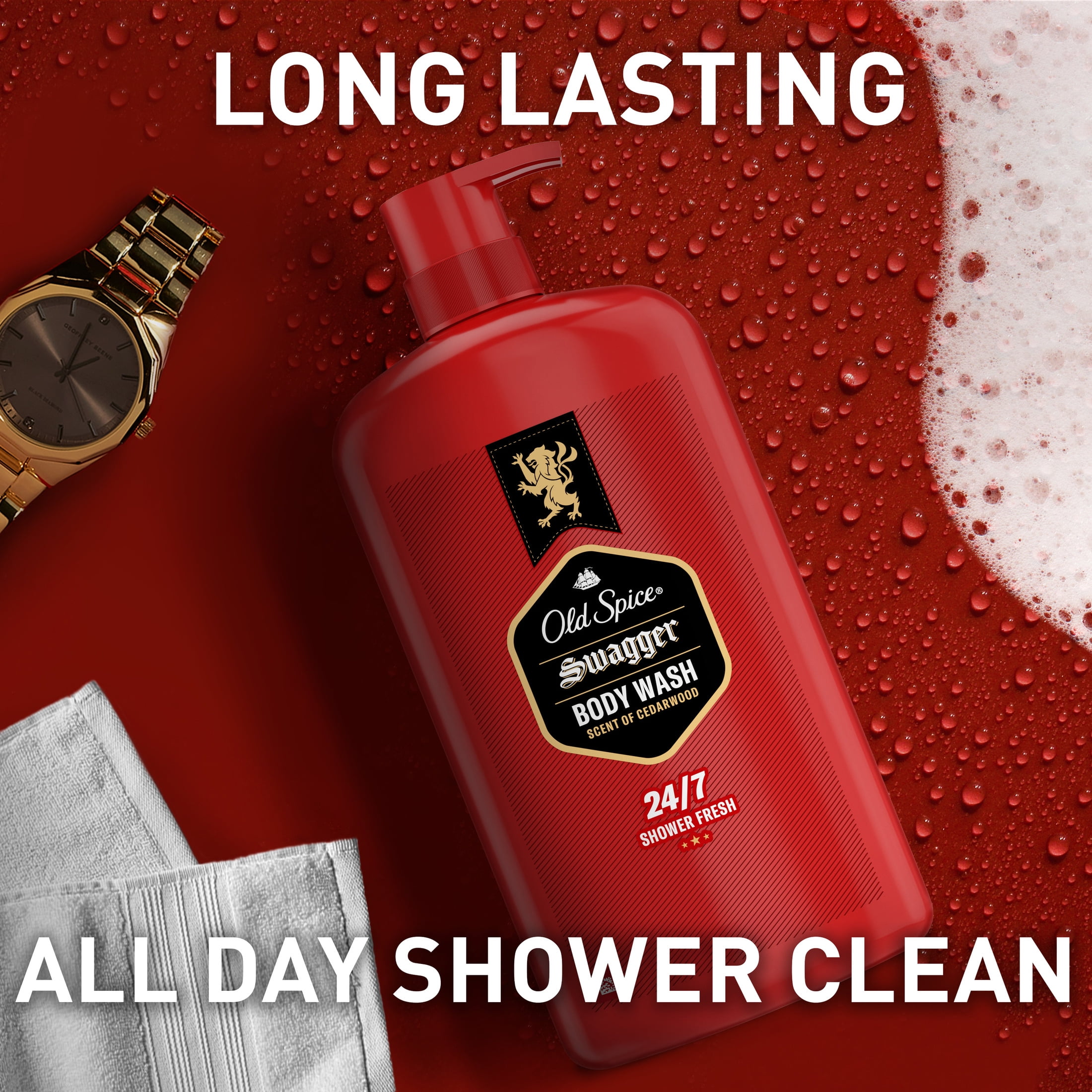 Old Spice Men's Body Wash Pump, Swagger Scent of Confidence, 133.6OZ, 4 Pack
