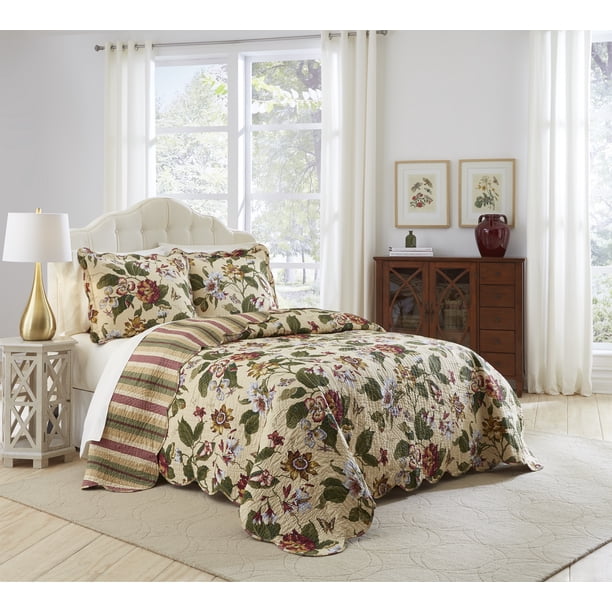 Waverly Laurel Springs 3 Piece Bedspread Collection Walmart Com Walmart Com