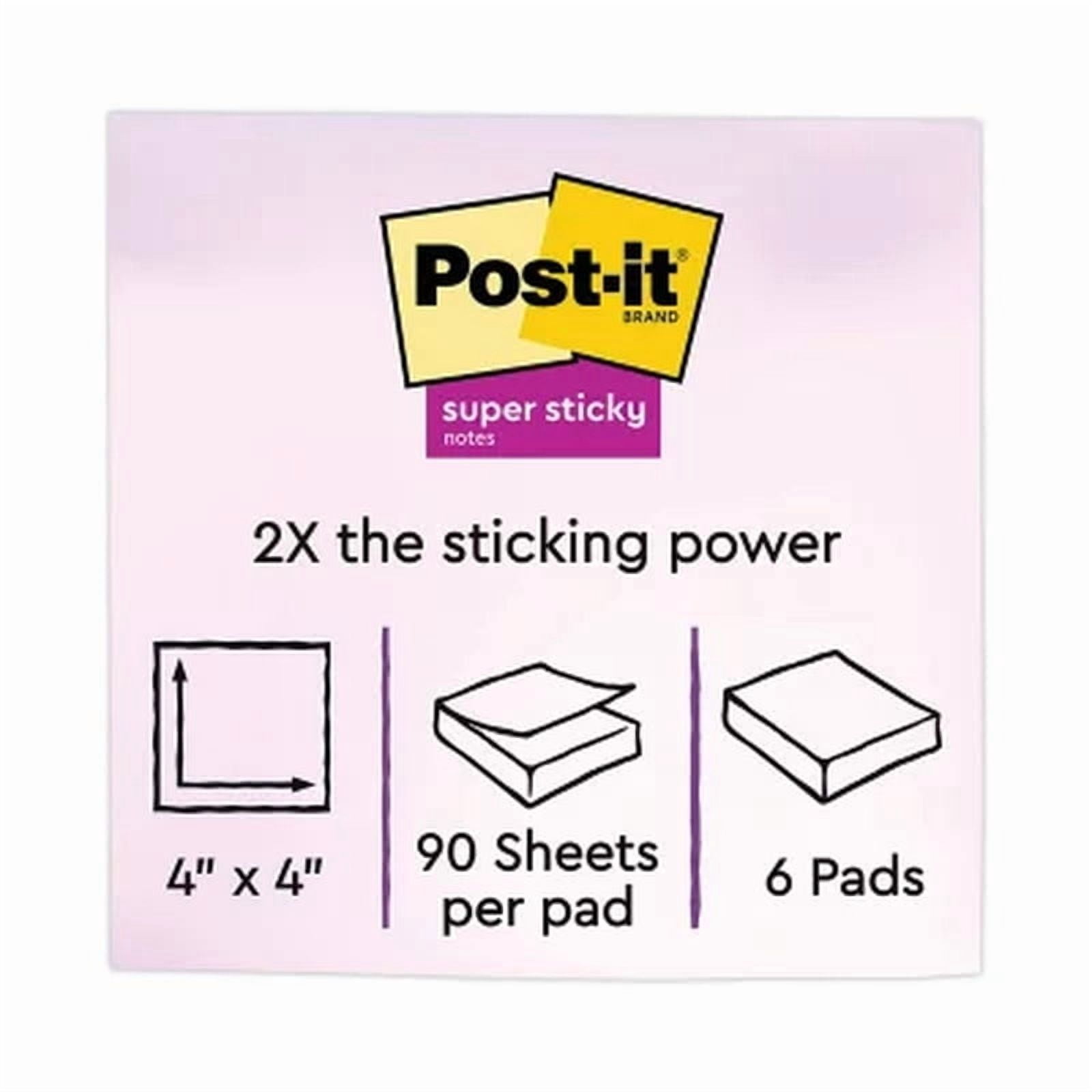 Post-It Super Sticky Notes, 4 X 4, Lined, 90 Sheet Pads, 6 Pads, Jewel Pop Collection