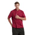 thumbnail image 3 of TOPTIE Unisex Short Sleeve Chef Coat Jacket, Red, 3 of 8