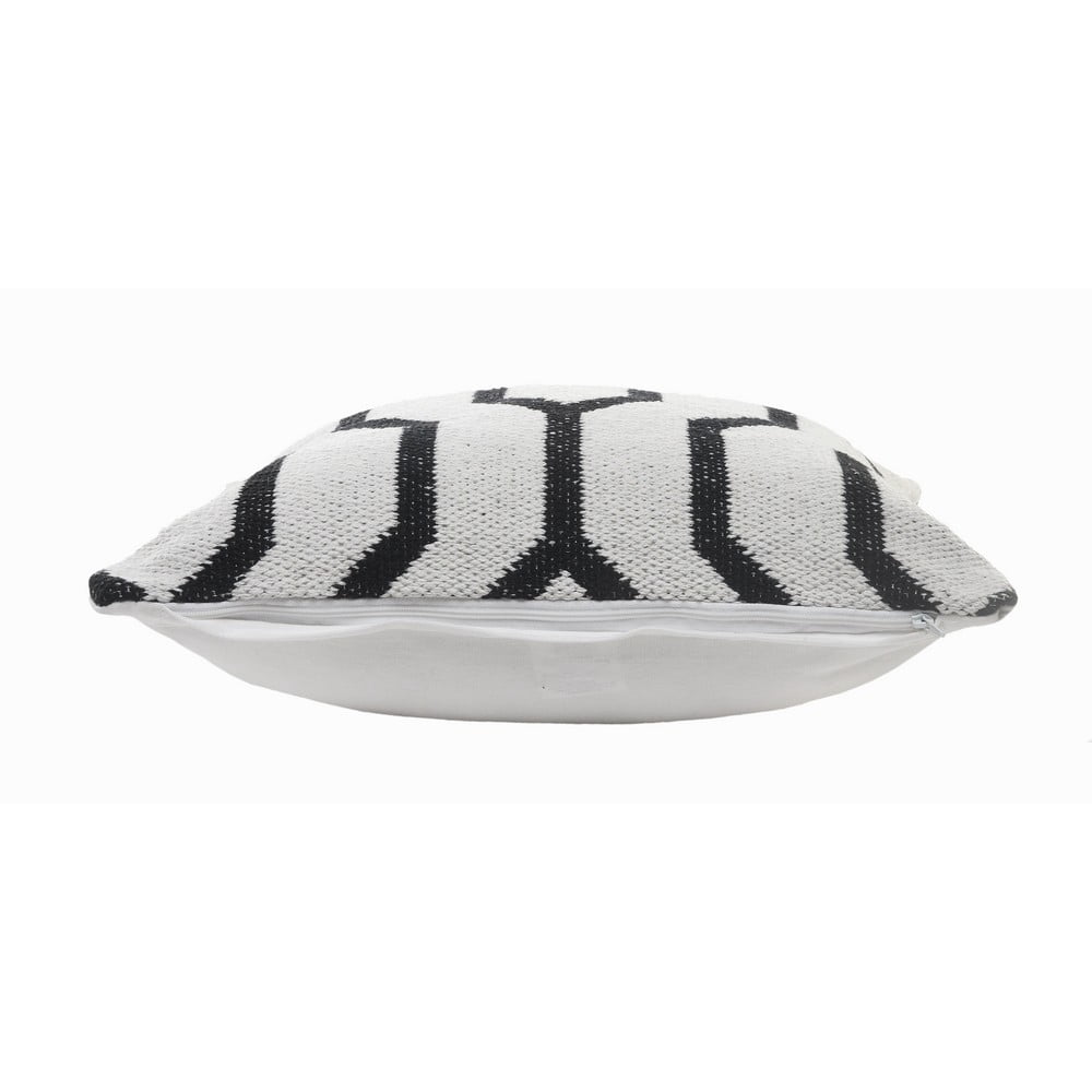 Ox Bay 20" x 20" Hand-Woven White/ Black Geometric Organic Cotton Pillow Cover