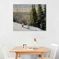 thumbnail image 3 of JEUXUS  Winter Forest Landscape Painting Moody Country Scenery Vintage Wall Art Framed Canvas Classic Art Vintage Wall Decor Winter Snow Mountin Forest Art for Home Room Bathroom Decoration, 3 of 5