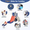 thumbnail image 2 of Suteck 7 in 1 Toddler Slide, L-Shaped Kids Slide for Toddlers Age 1+ with Basketball Hoop and Ball, Ring Toss, Storage Space, 2 of 9