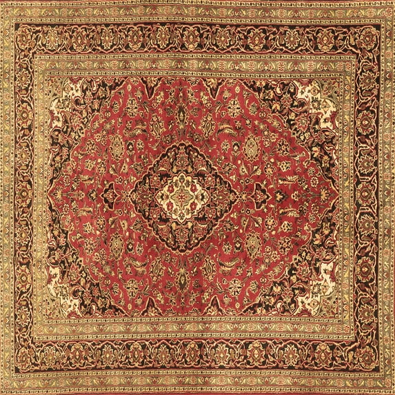 Ahgly Company Indoor Square Medallion Brown Traditional Area Rugs, 6' Square