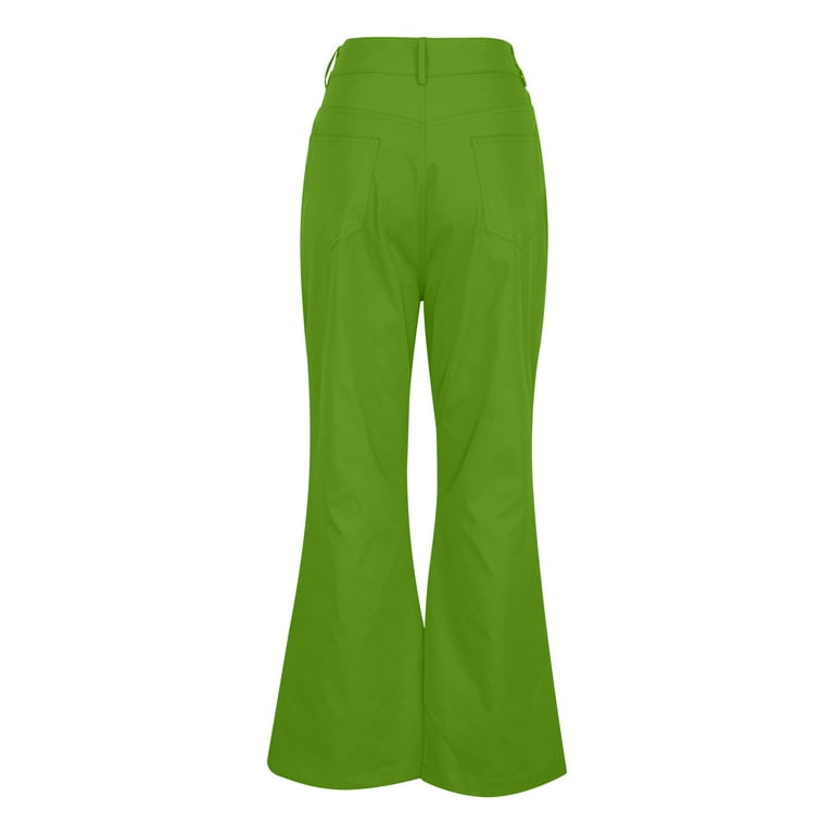 RYRJJ Men's Vintage 60s 70s Bell Bottom Pants Stretch Classic Comfort Chino  Flared Pants Retro Formal Dress Bootcut Trousers(Green,XL)