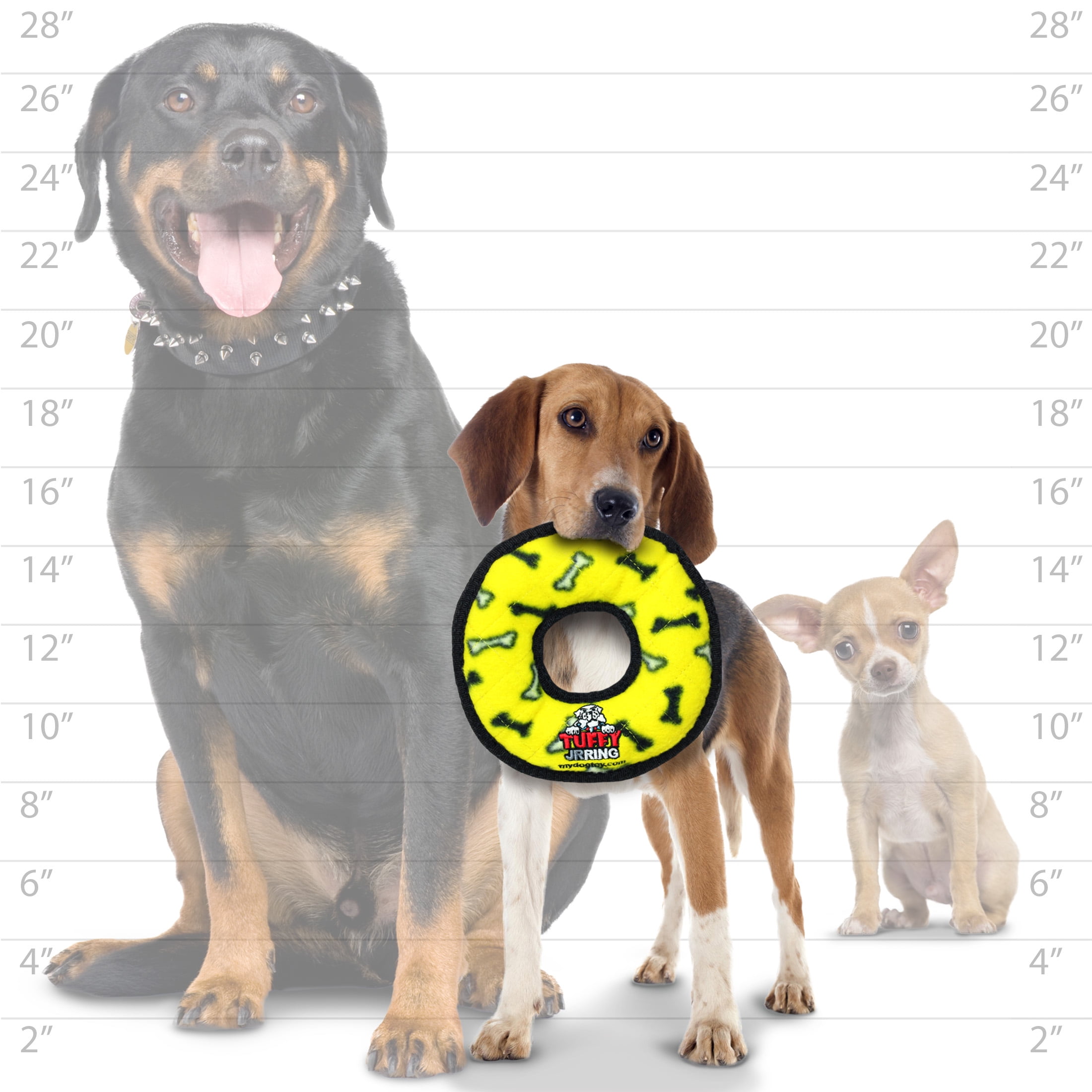 Tuffy Jr Ring Yellow Bone Durable Plush Squeaky Dog Toy