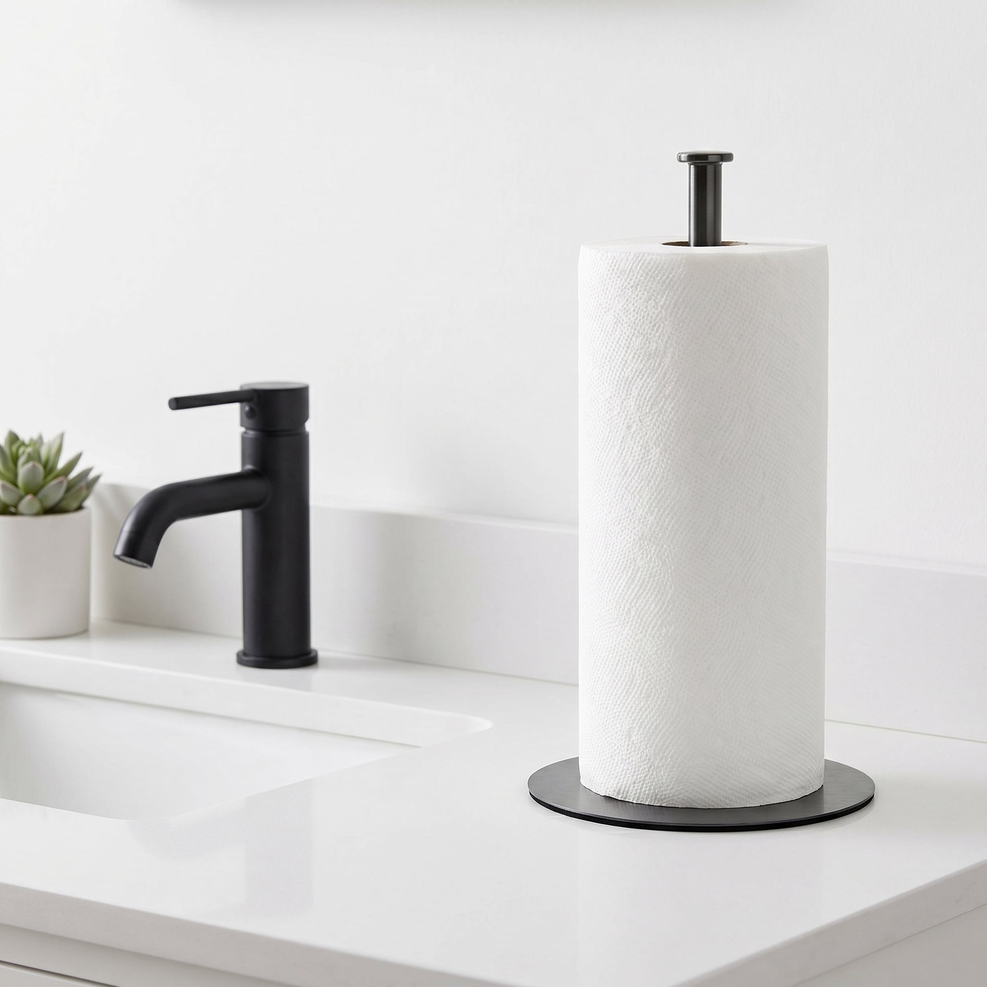 Unique Bargains Countertop Non Slip Base Paper Towel Holder Black B 11.8x6.7inch