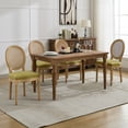 thumbnail image 2 of French Country Dining Chairs Set of 2, Olive Green Kitchen & Dining Room Chairs Set of 2, Rattan Dining Chairs, Cane Back, Wood Legs, Sillas De Comedor (Rattan, Olive Green, 2Pcs), 2 of 11