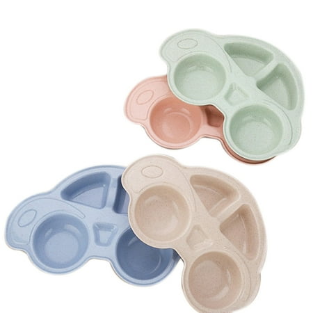 

Ieegkit Children s Plate Tableware Cute Cartoon Car-Shaped Household Baby Anti-Fall Split Grid Rice Bowl Food Supplement Box