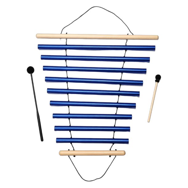 Campana de meditación 9 notas, instrumento de percusión ornamental, de viento para gestión del aula, herramienta de relajación Azul