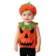 thumbnail image 2 of Gunia Baby Pumpkin Outfit Toddler Infant Girls Boys Halloween Costume Fleece Vest Tops Sets Hat 2Pcs Set,Size 0-3 Years, 2 of 9