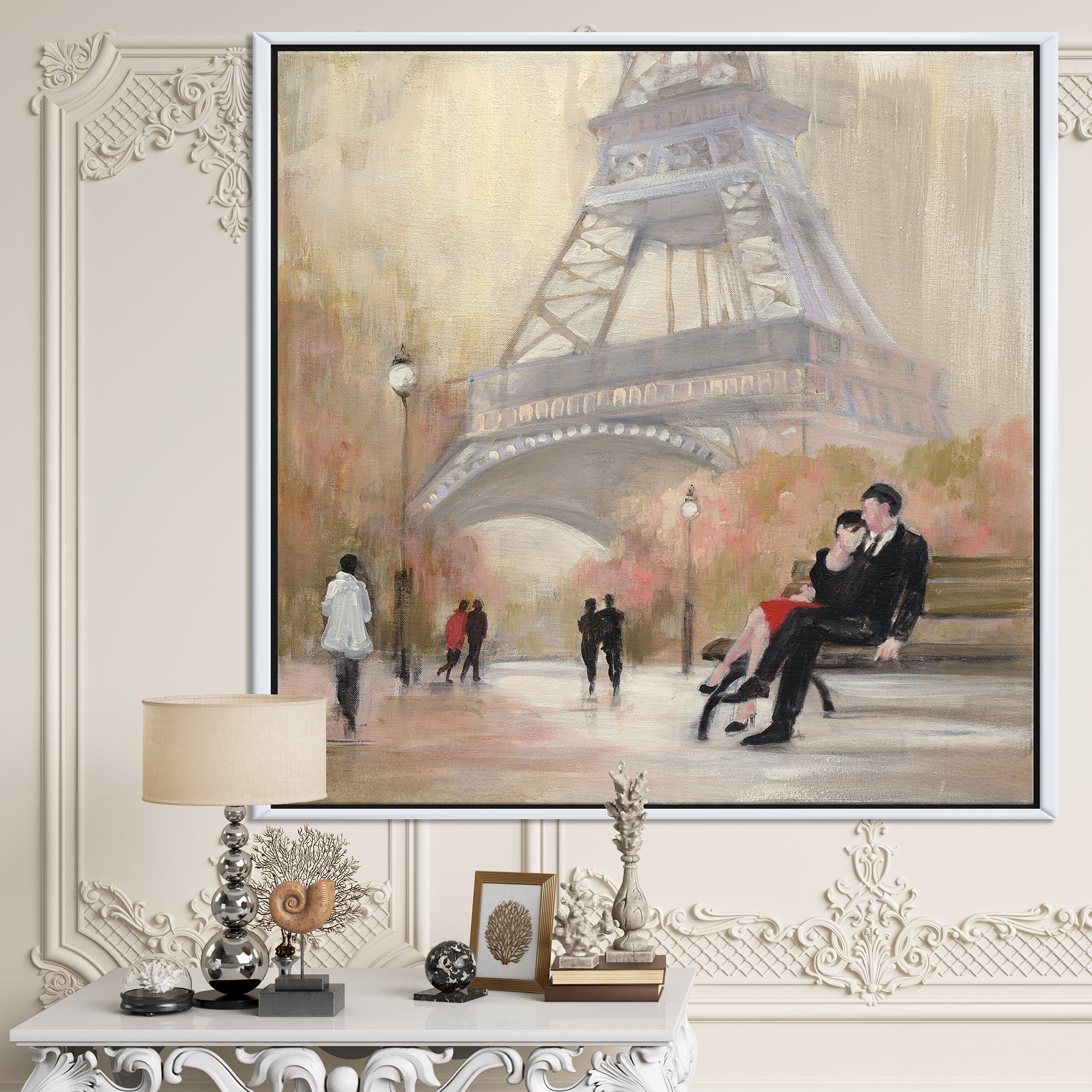 Designart ' Love in Paris VI ' Romantic French Country Framed Canvas