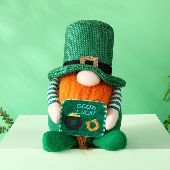 RRJ 2Pcs St. Patrick's Day Decorations, Irish Gnome Figurines Handcrafted Rudolph Doll Charm, Leprechaun Home Decor Shelf Decor, St. Paddy's Party Supplies, Gift for Festival