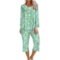 thumbnail image 2 of Two Piece Outfits For Women 2PC Round Neck Long Sleeve Two-piece Comfortable Home Pajamas Set Sports Set Up to 65% off, 2 of 5