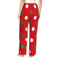 thumbnail image 3 of Kll Womens White And Green Polka Dot Print Pajama Pants Soft Pajama Bottoms For Women Cozy Lounge Pants, 3 of 9
