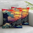 thumbnail image 3 of Orinice Whale Ocean Sunset Graphic Decorative Pillow Cover for Home, Couch, Living Room, Sofa 12x12in, 3 of 5