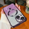 thumbnail image 5 of for iPhone 14 Plus Case Compatible with MagSafe, [Shockproof Edge Protection + Lens Edge Raised Protection], Magnetic Glitter Clear case for iPhone 14 Plus Phone Case for Women/Men (Purple), 5 of 7