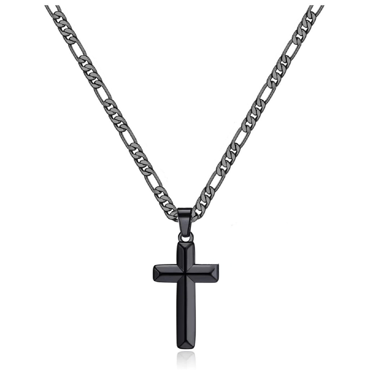 IEFSHINY Cross Necklaces Gifts for Men Silver/Black/Gold Cross Necklace