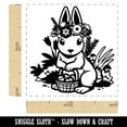 thumbnail image 2 of Cute Easter Bunny with Eggs and Flower Crown Self-Inking Rubber Stamp Ink Stamper - Sky Blue Ink - Small 1 Inch, 2 of 7