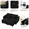 thumbnail image 5 of 63" Corduroy Convertible Chaise Lounge Loveseat with Storage, USB Ports & Lumbar Pillows,Black, 5 of 9