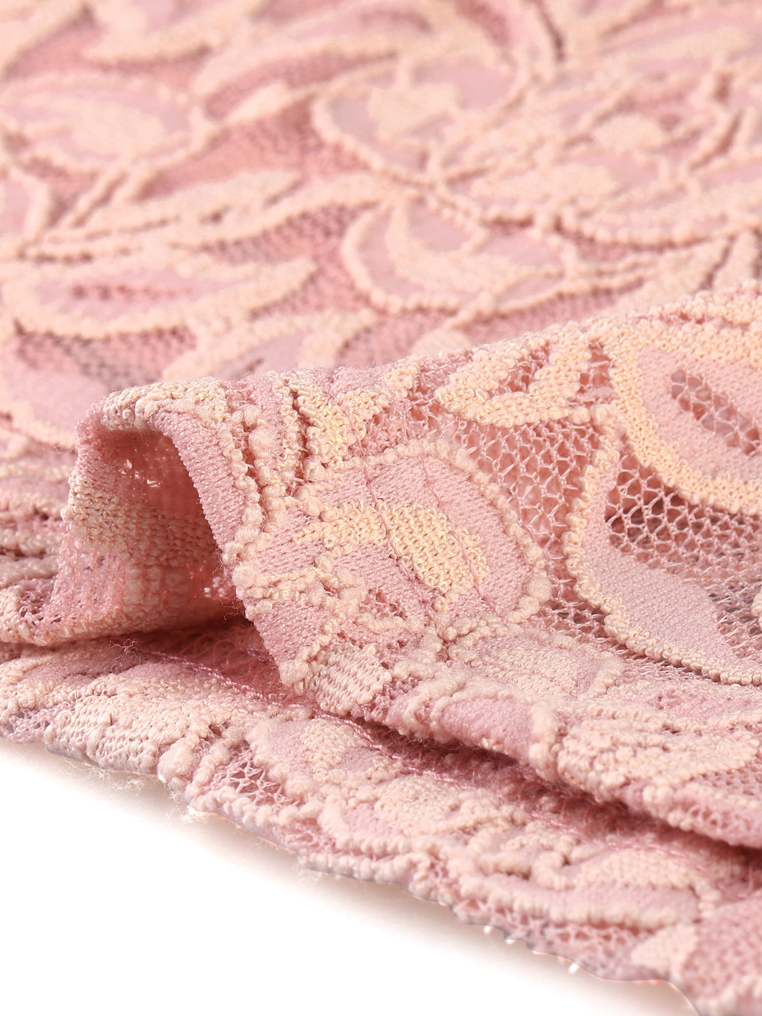 DARING DIVA Women's Long Sleeve Mock Neck Floral Lace Blouse Top XL Pink