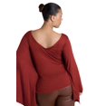 thumbnail image 2 of ELOQUII Women's Plus Size Dramatic Sleeve Shirred Top, 2 of 4