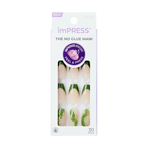 KISS imPRESS  Press on Nails, Ballerina, Green, Medium Coffin, 30 Count