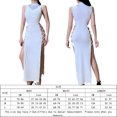 thumbnail image 2 of Vestido Vestido largo de vendaje para mujer Traje de vacaciones con abertura lateral alta (Blanco M) Ygjytge Blanco T M para Mujer, 2 of 7