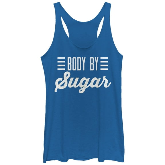 Women's CHIN UP Body By Sugar  Racerback Tank Top Royal Blue Heather Small