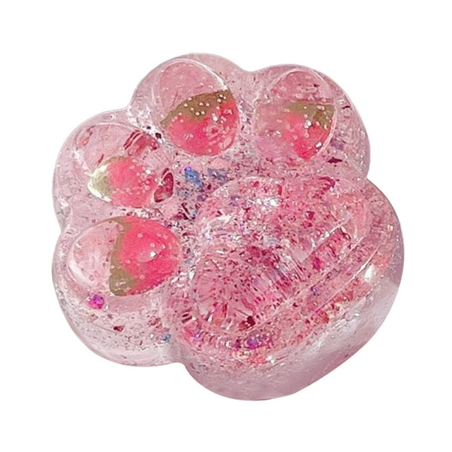 Juguetes sensoriales,Juguetes para apretar Juguete elástico relajante para niños,Juguete de mano para niños y adultos con forma de pata de gato fidget,Juguete Relajante Sensory cute rosa