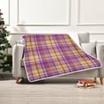 thumbnail image 2 of Blankets 60" × 80" Soft and Breathable Bed Blankets Customized Fluffy Throw Blankets for Bed Couch Sofa Purple Yellow Plaid, 2 of 7
