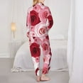 thumbnail image 5 of Junzan Rose Print Womens Pajama Sets,Long Sleeve Button Down For Women Pjs 2 Piece, 5 of 9