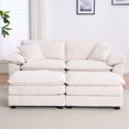 thumbnail image 3 of Aukfa Modular Sectional Couch Deep Seat Loveseat Sofa with 2 Ottoman for Living Room, 6 Pillows, Corduroy, White, 3 of 11