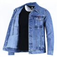 thumbnail image 3 of Chaqueta vaquera para hombre, acolchada, de lana elástica, abrigos vaqueros para hombre, acolchado azul cálido con oveja, precio económico, moda elegante, talla grande L Y2k, 3 of 5