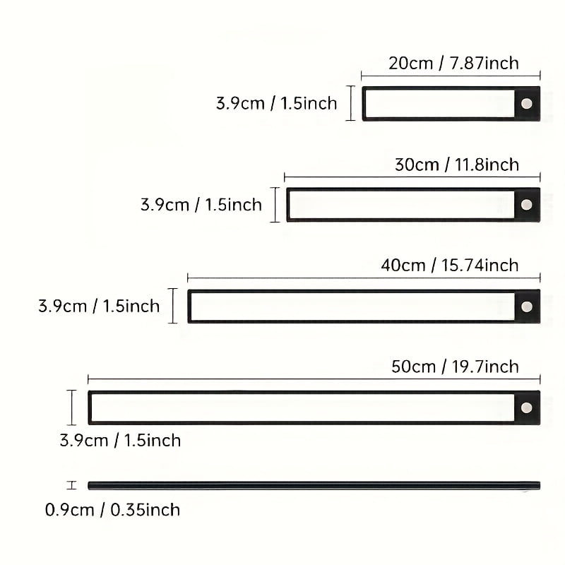 3-Color Dimmable Wireless Motion Sensor LED Under Cabinet Lights, USB Rechargeable Magnetic Strip Lighting for Kitchen Wardrobe Closet Stairs