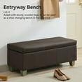thumbnail image 5 of 51" Faux Leather Storage Ottoman Bench with Wooden Legs, Tufted Upholstered Seat, Sturdy & Spacious for Bedroom, Entryway, Living Room, Brown, 5 of 10