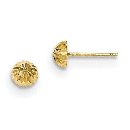 14k Yellow Gold 5mm Domed Post Stud Earrings Ball Button