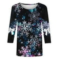 thumbnail image 5 of Elvqul Tops for Women 3/4 Sleeve Plus Size Shirts Pullover Christmas Oversized Dressy Printed Womens Blouses Crewneck, 5 of 5