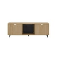 thumbnail image 4 of Pemberly Row 70" Modern Wood Fireplace Console with Rattan Door - Oak, 4 of 6