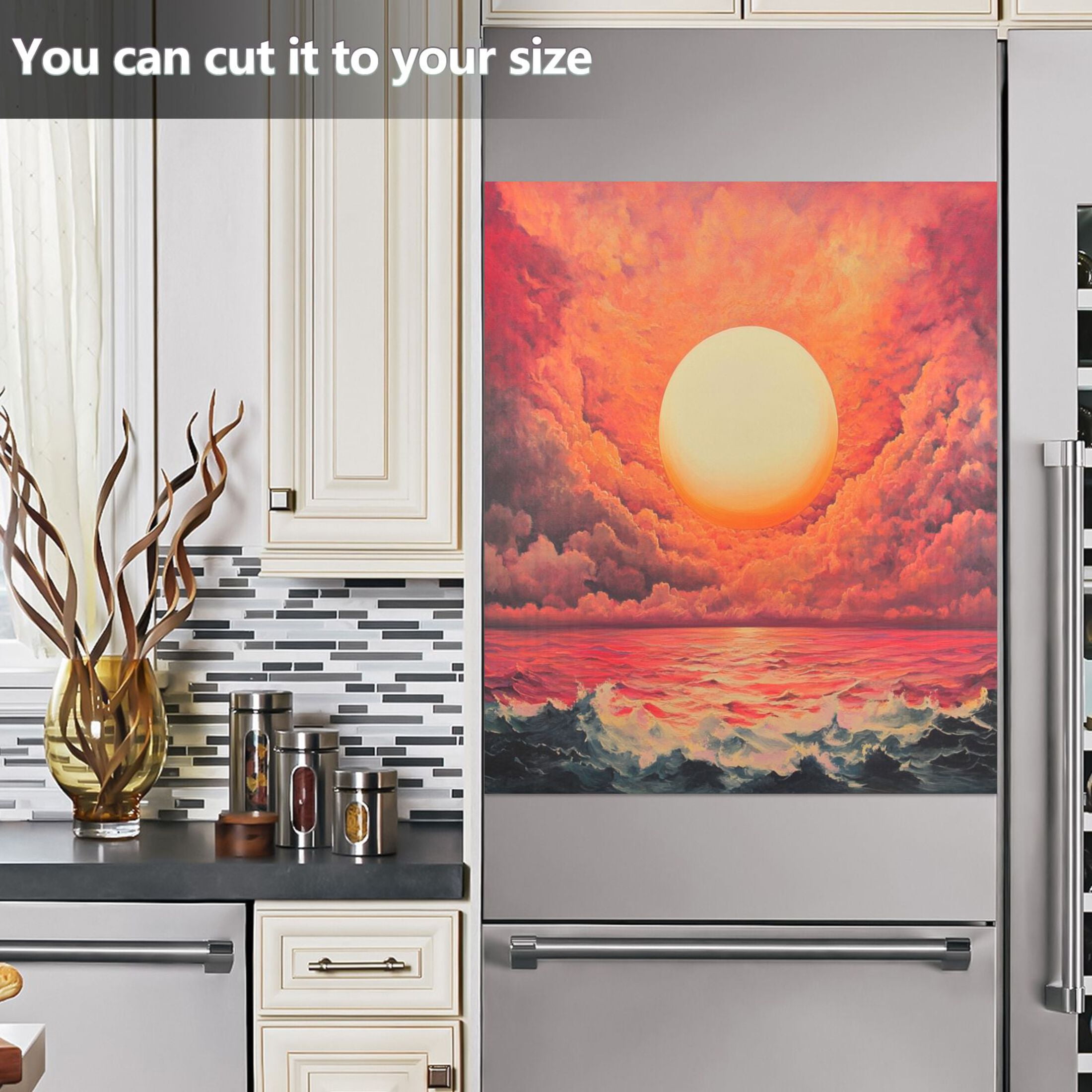 Dishwasher Magnetic Sticker 23x26 Inch Refrigerator Magnetic Sticker Washing Machine Magnetic Sticker Kitchen Panel Magnetic Sticker Home Decor Orange Pretty Sun